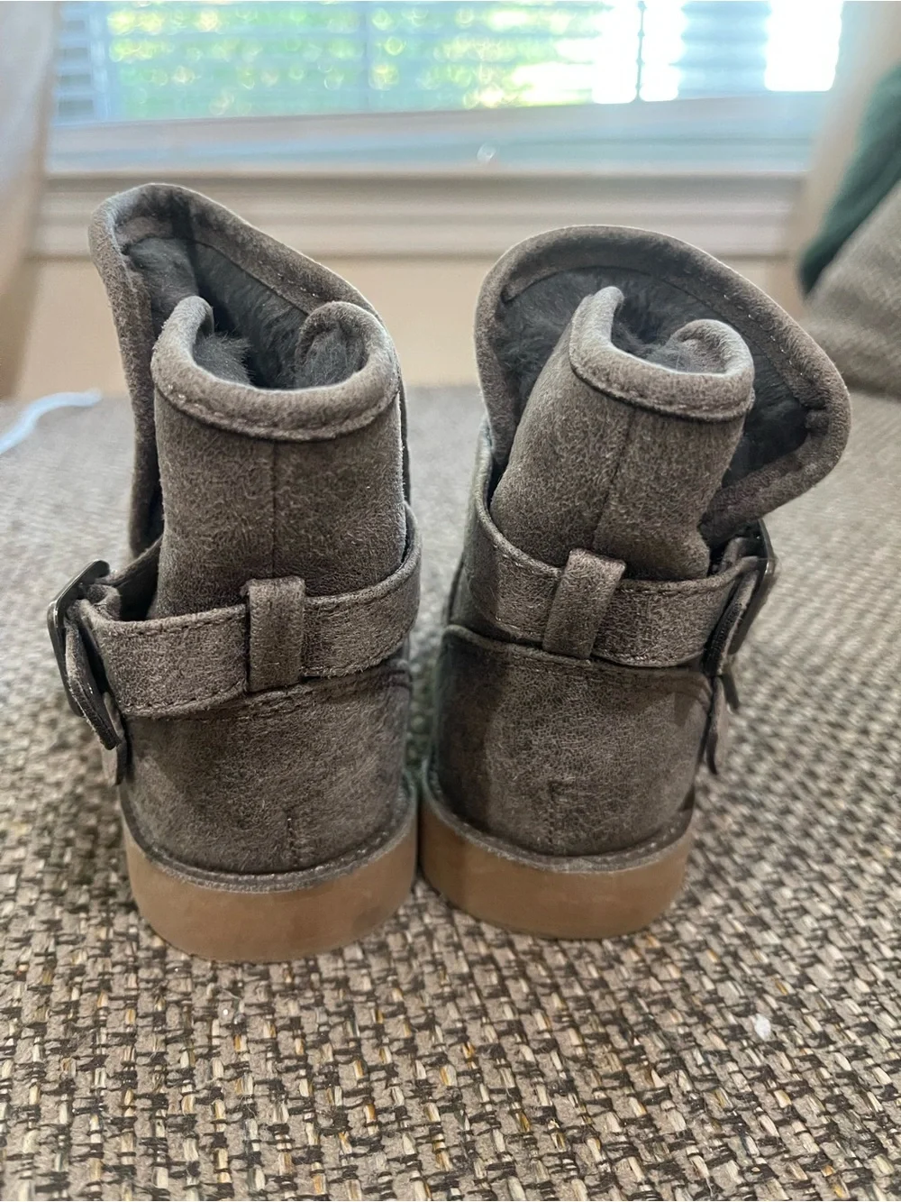 Girls Gray Children’s Place Suede Double-Buckle Ankle Boots